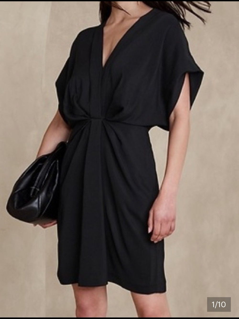 Banana Republic - Black V-Neck Twist Front Women’s Dress With Pockets